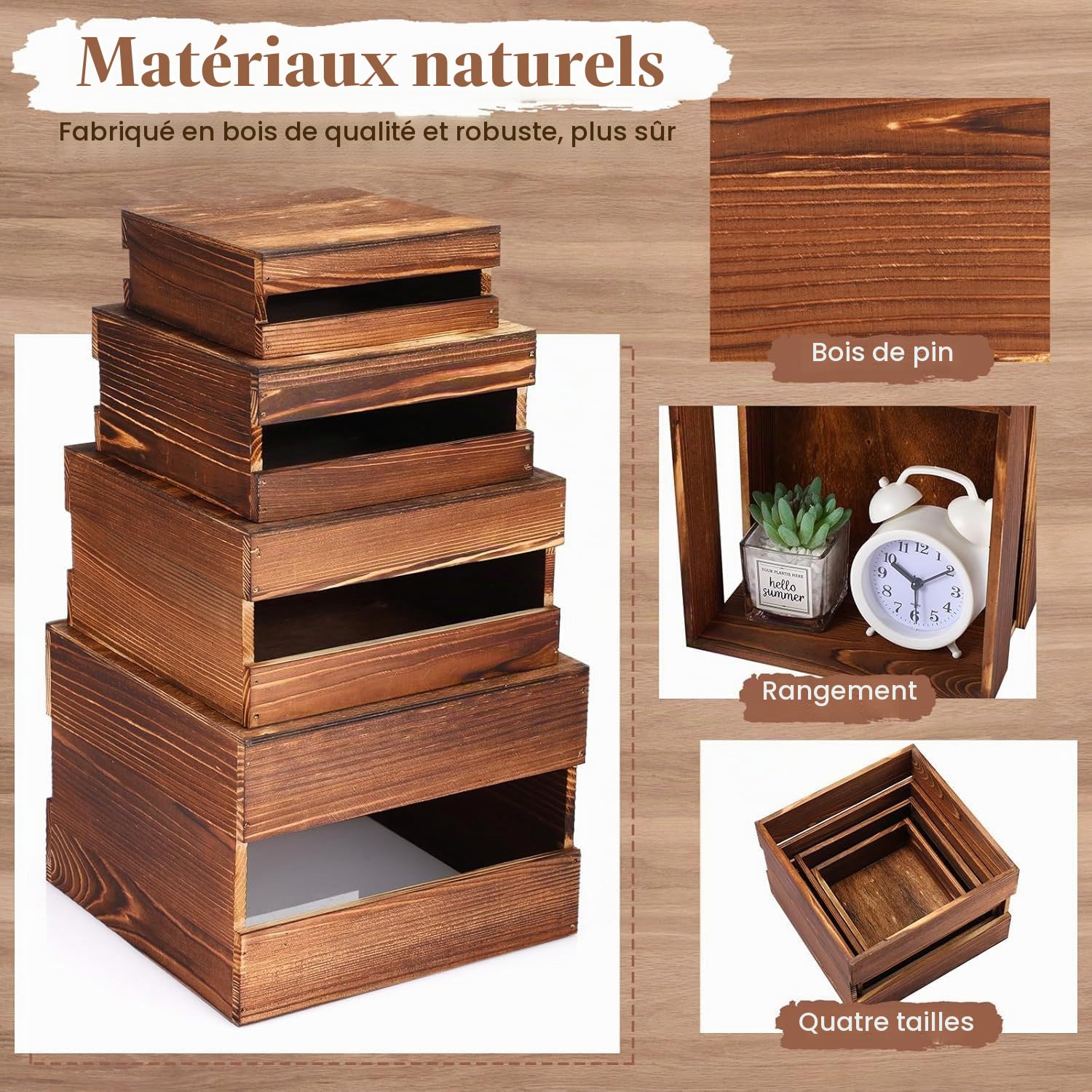 Lot de 8 Presentoir Buffet avec Mini-Panneaux, Présentoirs à gâteaux rustiques en Bois avec Fond Creux, pour Mariage, Anniversaire ou fête