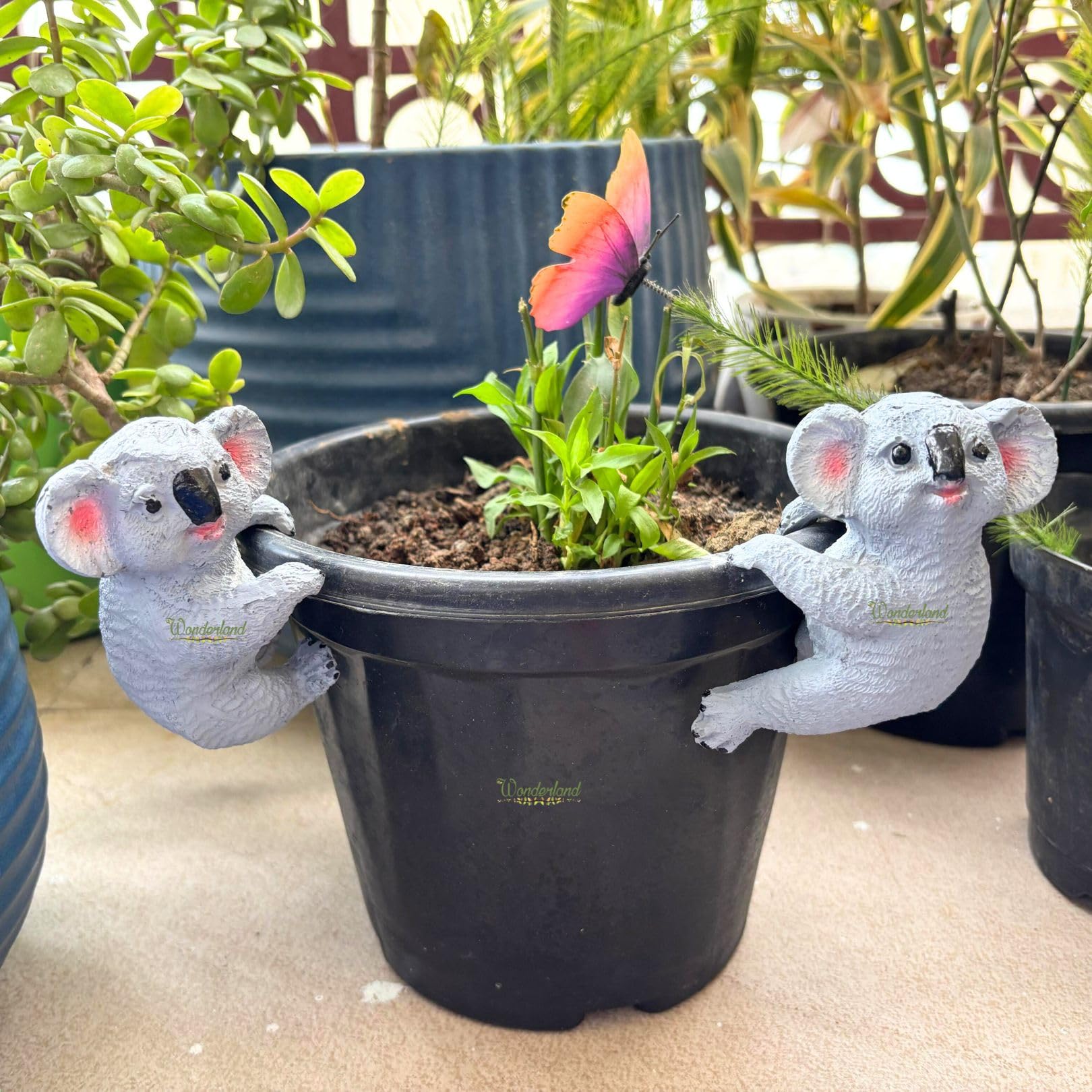Wonderland Charming Koala Duo Planter Hangers/Pot Huggers (Set of 2)|Cute Koala Resin Hangers for Pots, Vases, or Buckets-image-4