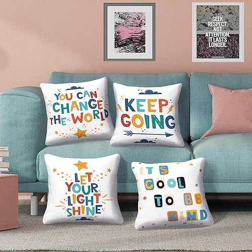 Miniatura 4 de Juego de 4 fundas de almohada para el aula de 18 x 18 pulgadas, fundas de almohada decorativas para niños y niñas