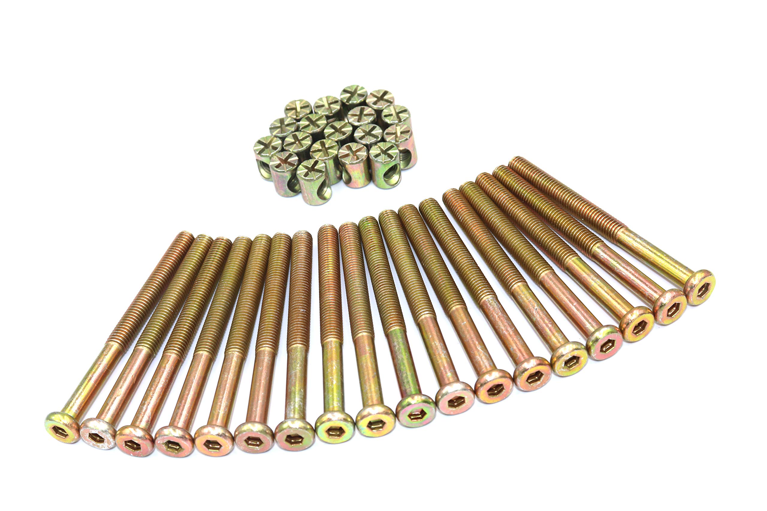 FGen 18pcs M8x90mm Hexagon Bolt Nut Nut Crib Drive Socket Cap Furniture