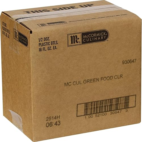 McCormick Culinary Colorante alimentario verde, 16 onzas líquidas, seis botellas de 16 onzas líquidas de colorante líquido verde para alimentos,