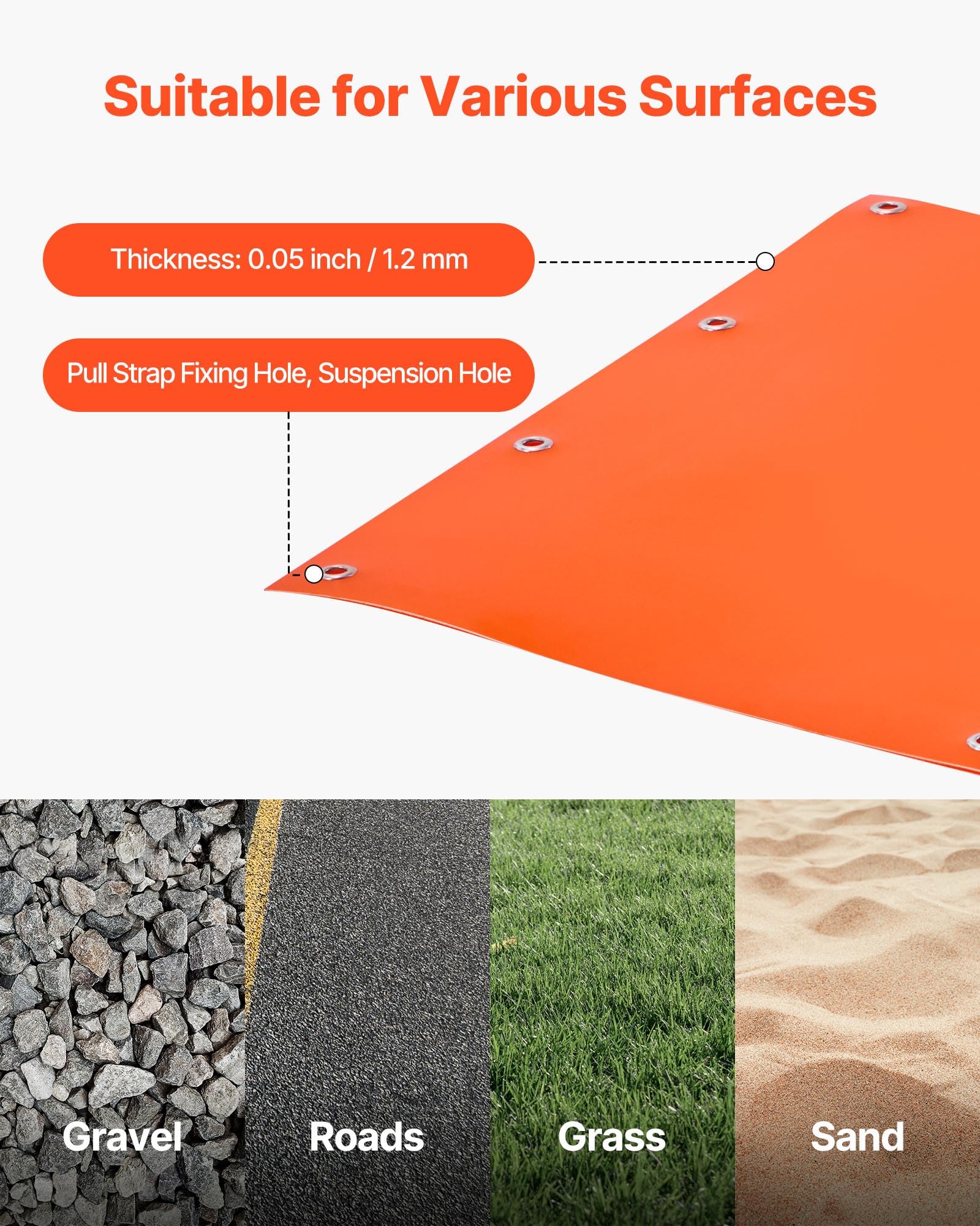 VEVOR Slitta per Trascinamento per Caccia 1850 x 580 mm Slitta per Trasporto per Cervi da 249,97 kg con Corde e Maniglia, Trasporto di Selvaggina Ispessito per Legna da Ardere e Pesca sul Ghiaccio