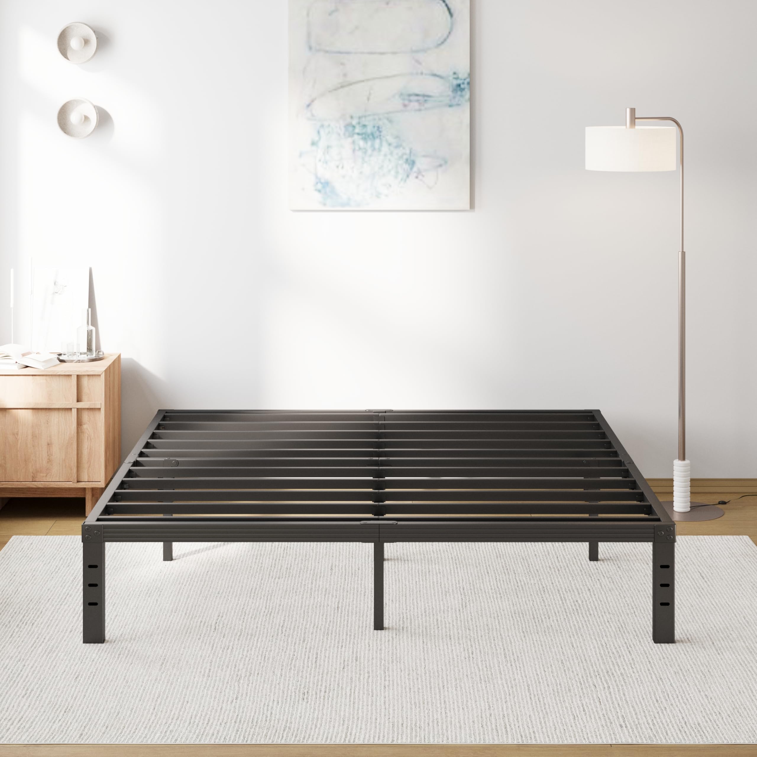 COMASACH King Bed Frame Heavy Duty,14" High Black Metal Platform Bed Frame,Sturdy Steel Frame,No Box Spring Needed,Noise-Free,Easy Assembly
