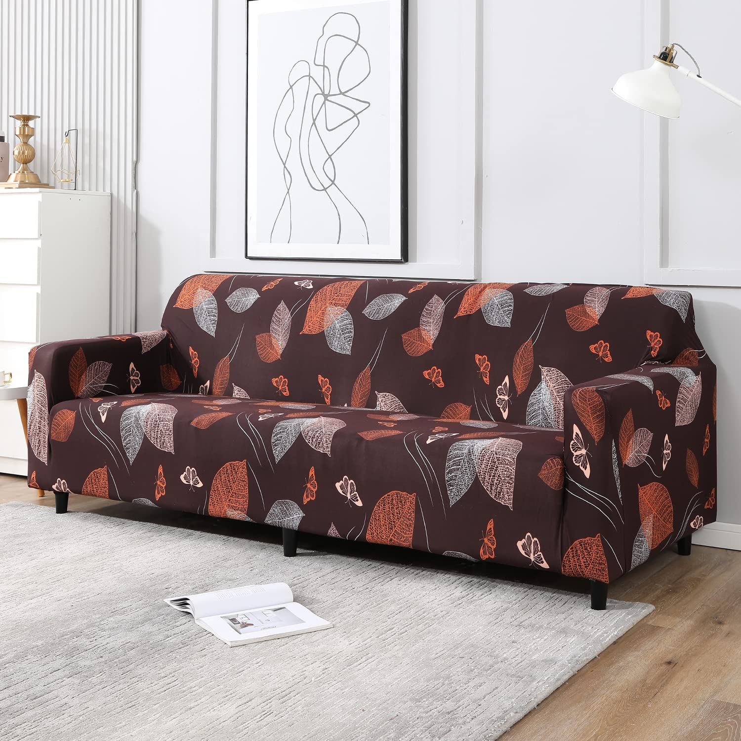 HOKIPO 95 Polyester, 5 Spandex Elastic Stretchable Sofa Cover 4