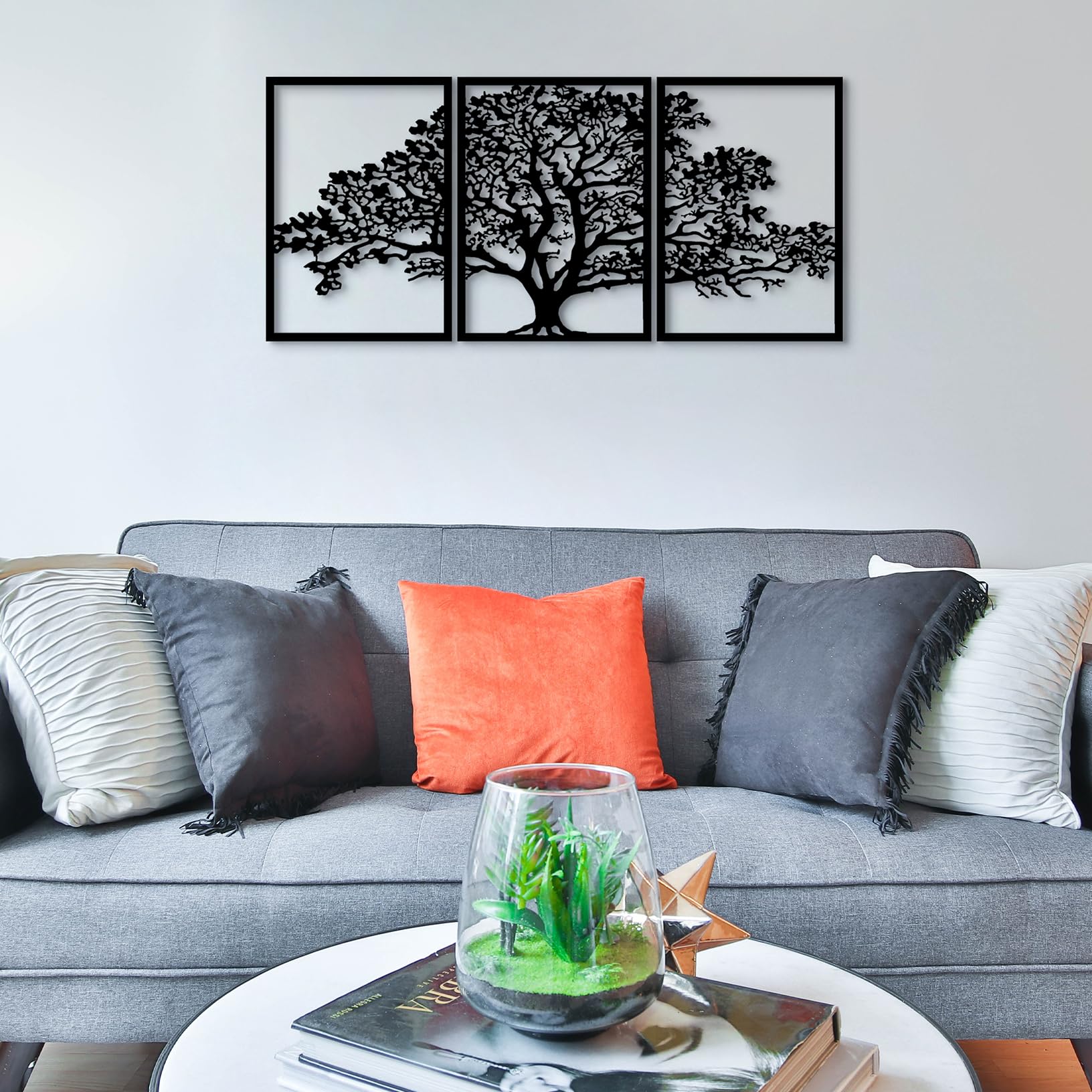 Décoration Murale Métal Noir Arbre de Vie Et Oiseaux & Le Vintage Illuminé
