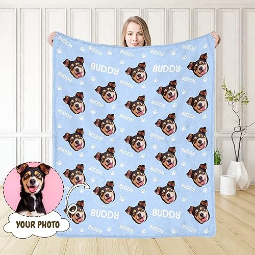 Miniatura 2 de D-Story Manta personalizada con fotos, manta personalizada con cara de mascota, manta para amantes de perros y gatos, manta personalizada para