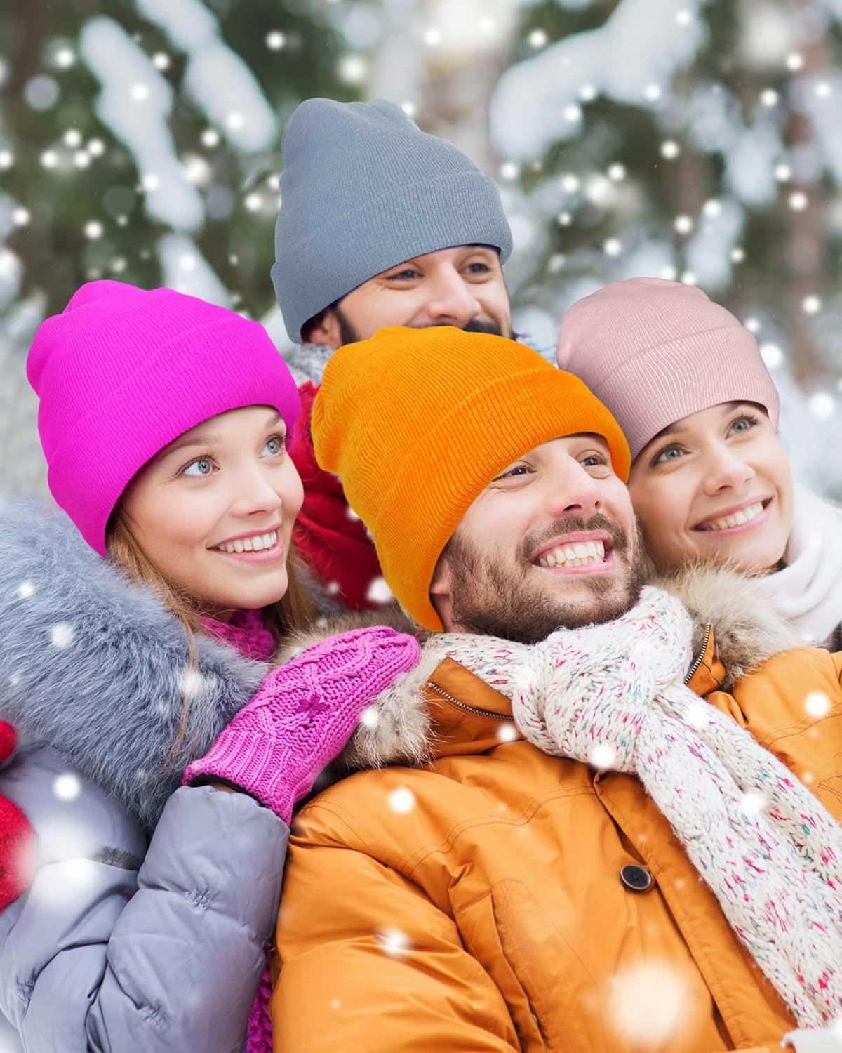 Jecery 80 Pack Winter Beanies Hats Bulk for Homeless Unisex Cold Weather Stretch Caps Warm Knitted Cuffed Hats for Women Men