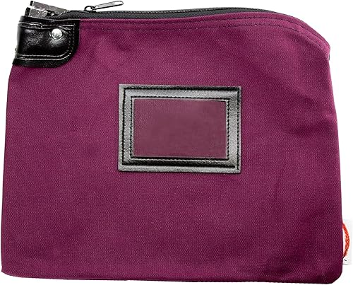 Miniatura 7 de Bolsa de lona con cerradura para efectivo con llaves, bolsa de depósito bancario de 9 x 12 pulgadas con cierre desplegable y tarjetero de Morado