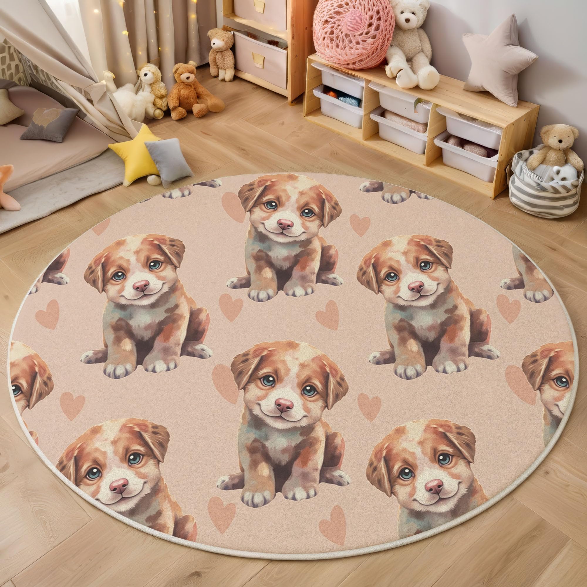 Tapis doux animaux à l'aquarelle chiot mignon pour chambre bébé