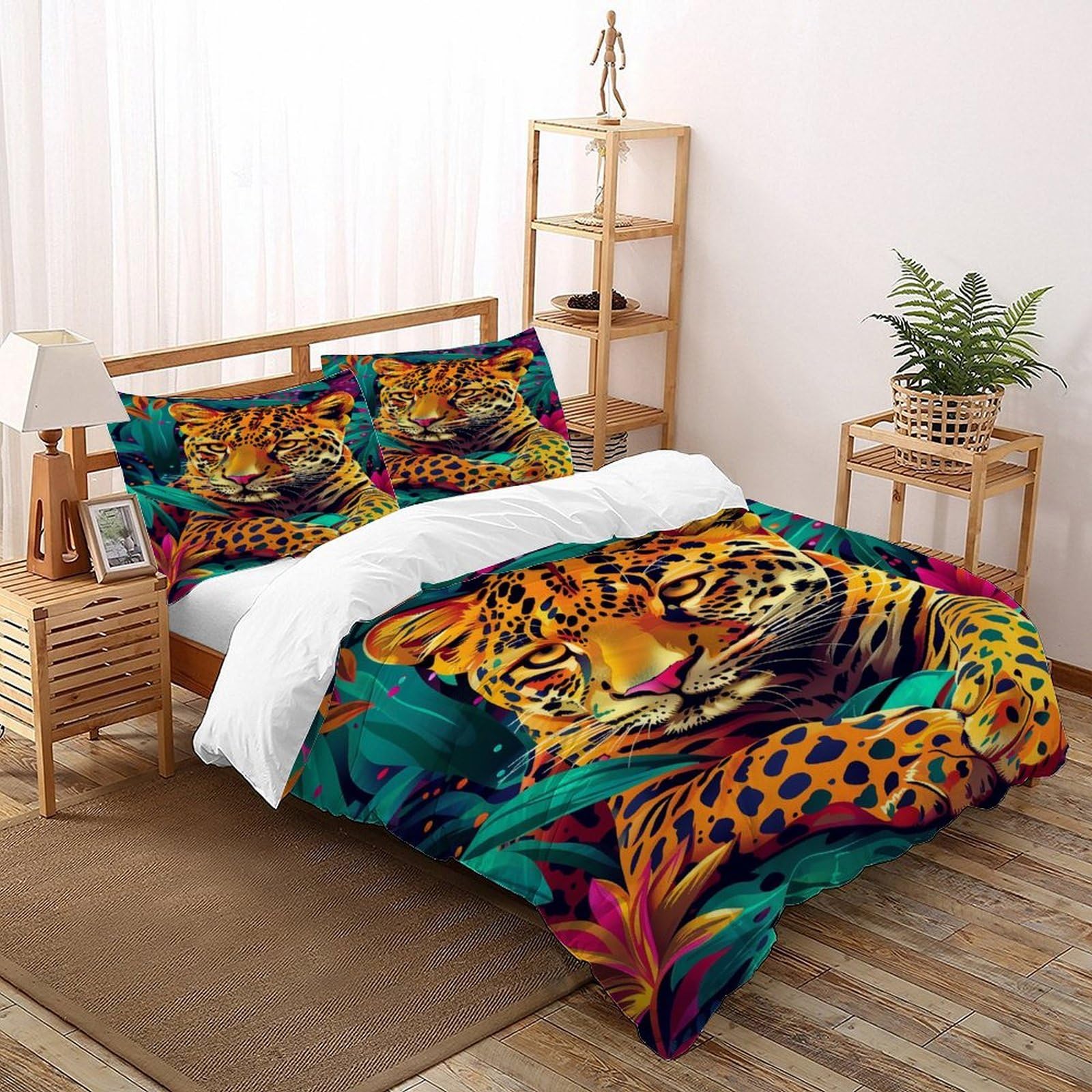 Housse de couette guépard linge de lit animal thèmes microfire adulte 260x220