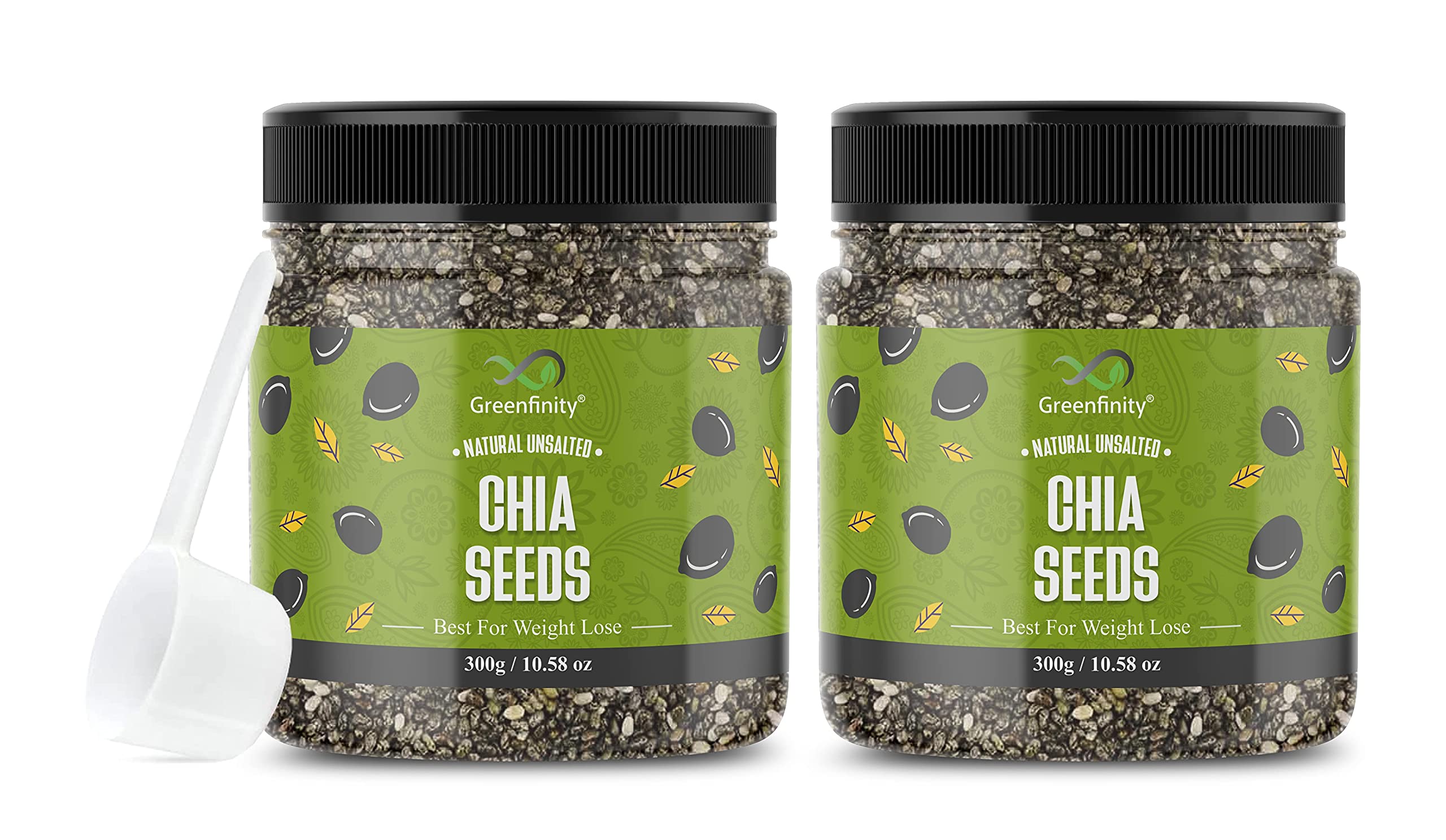 GreenFinity: Premium Chia Seeds 300g+300g - Raw Chia Seeds With Omega 3 & Fibre for Weight Loss management, Healthy Snack for Eating [Jar Pack of 2]. (B09DG1YTDQ) Amazon Price History, Amazon Price Tracker