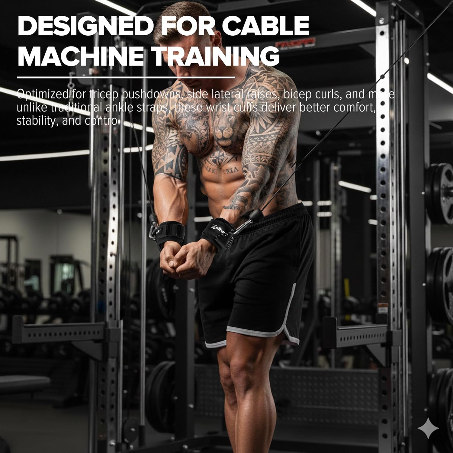 Wrist Cuffs for Cables Gym, Lifting Cuffs Wrist Straps for Cable Machines Strength Training Equipment