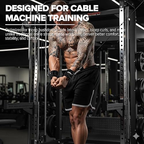 Miniatura 4 de Wrist Cuffs for Cables Gym, Lifting Cuffs Wrist Straps for Cable Machines Strength Training Equipment