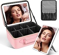 Vista 9 de JUSRON Bolsa Organizadora Portátil para Maquillaje con Divisores Ajustables, Soporte para Brochas de Maquillaje, M