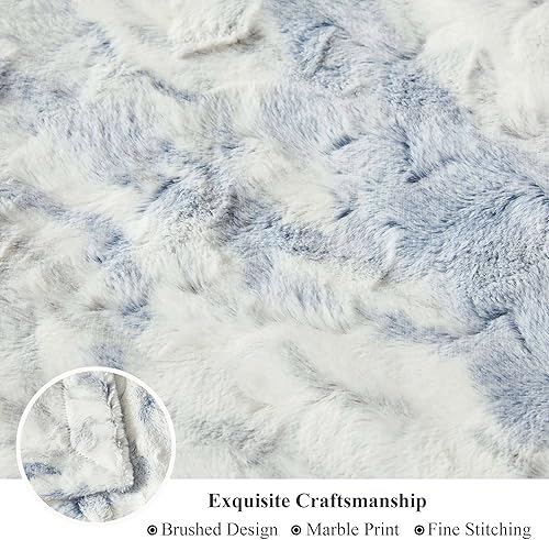 Miniatura 6 de XeGe Juego de 3 mantas de piel sintética suave, manta de sofá lanuda cepillada de doble cara, manta mullida con estampado de mármol de 50 x 60