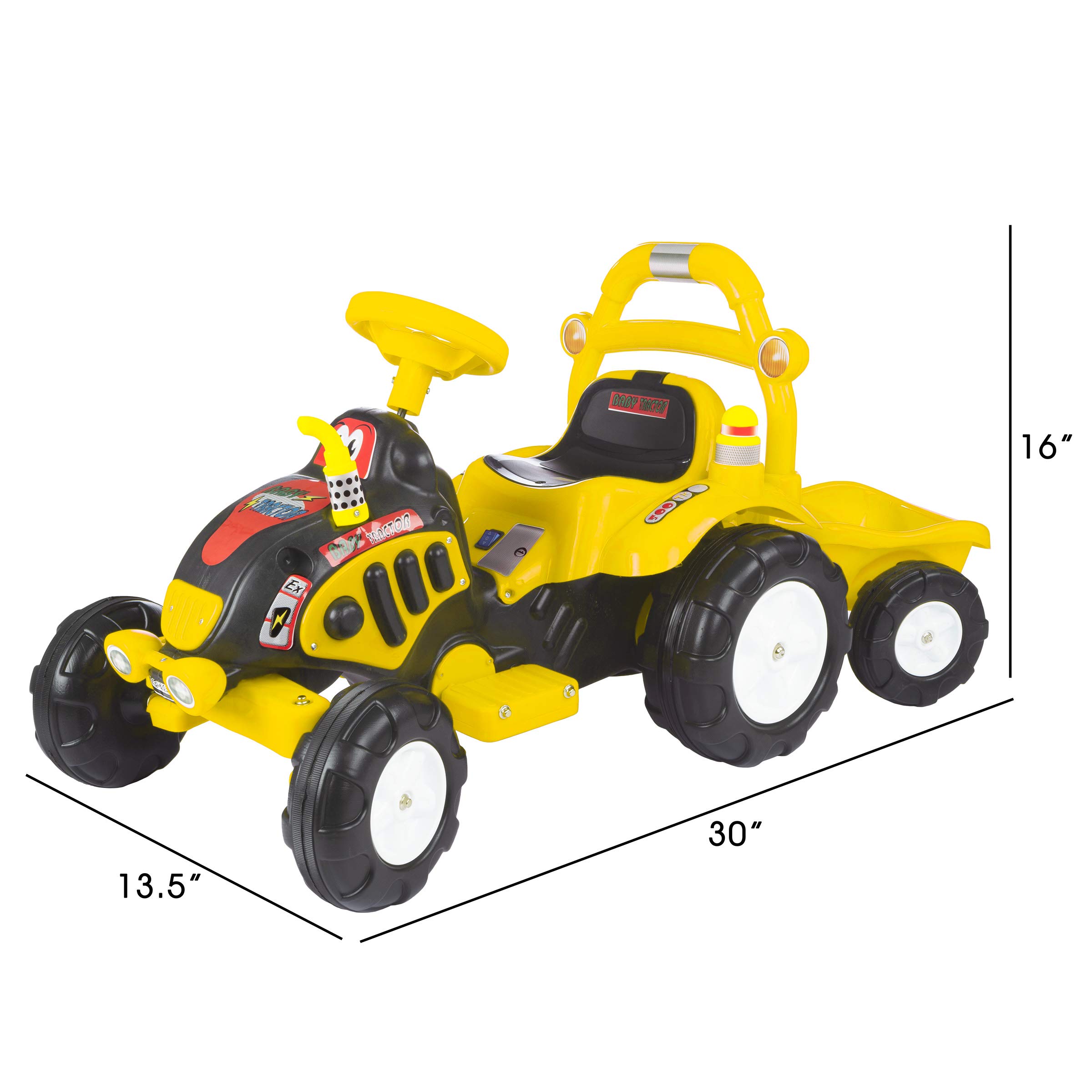 Lil’ Rider Ride on Tractor & Trailer- Battery Powered Vehicle for Indoor Or Outdoor Play-Fun Riding Toy for Boys & Girls Ages 3-5 (Yellow), Model: 80-KB6038Y