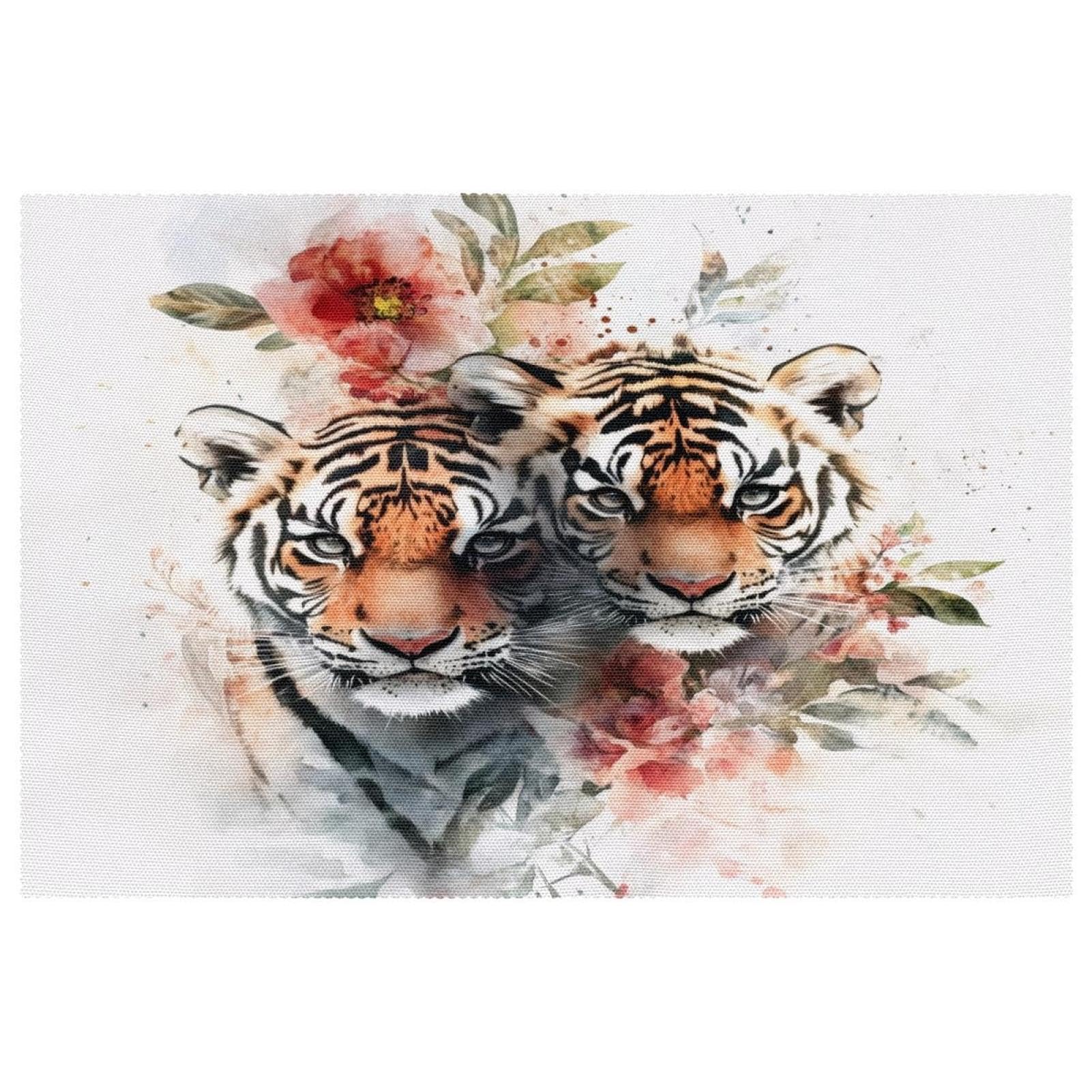 Sets de table anti-brûlure tissu Oxford lavable motif tigre x4