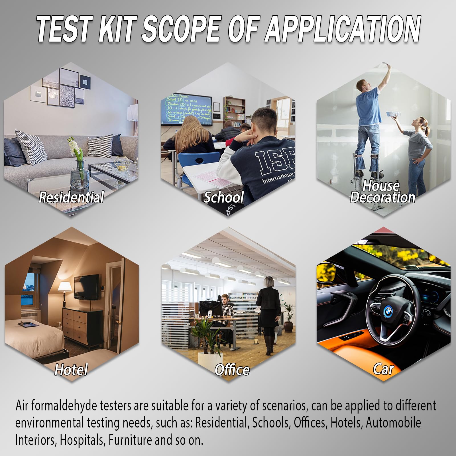 Luftformaldehyd (HCHO) DIY-Test-Set – Finden Sie heraus, wie viel Formaldehyd sich in der Luft um Sie herum befindet, geeignet für die Erkennung von Formaldehydgehalt in der Luft verschiedener