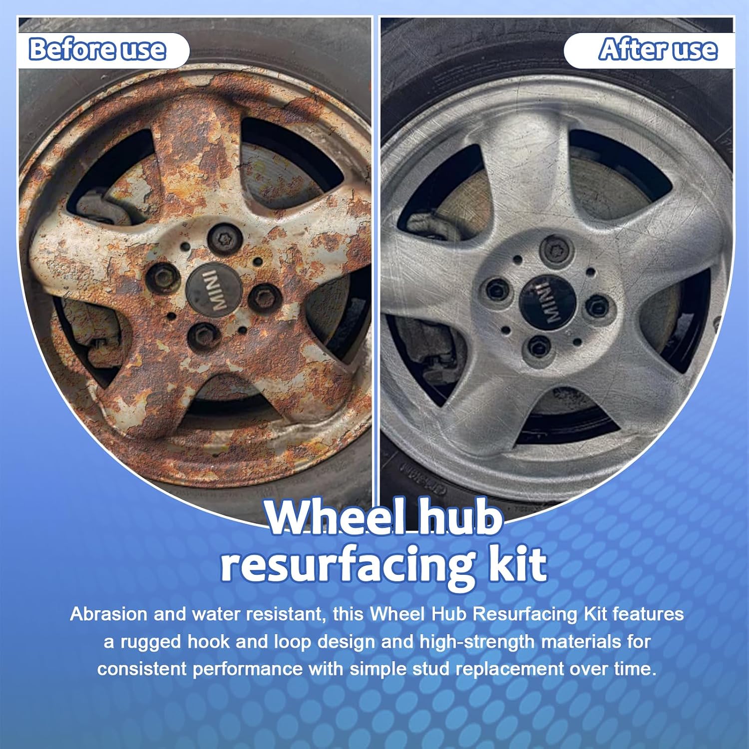 Wheel Hub Cleaning Kit, Wheel Hub Resurfacing Kit, Brake Hub Cleaning Kit Includes 5 Pads,Fits Power Drill or 1/2" Impact Driven Wrenches - Quick Rust Removal for Lug Studs and Rotors