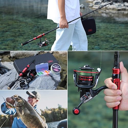 Miniatura 6 de Sougayilang Combos telescópicos de caña de pescar con caña de pescar portátil, carretes giratorios, bolsa de transporte de pesca para viajes de agua