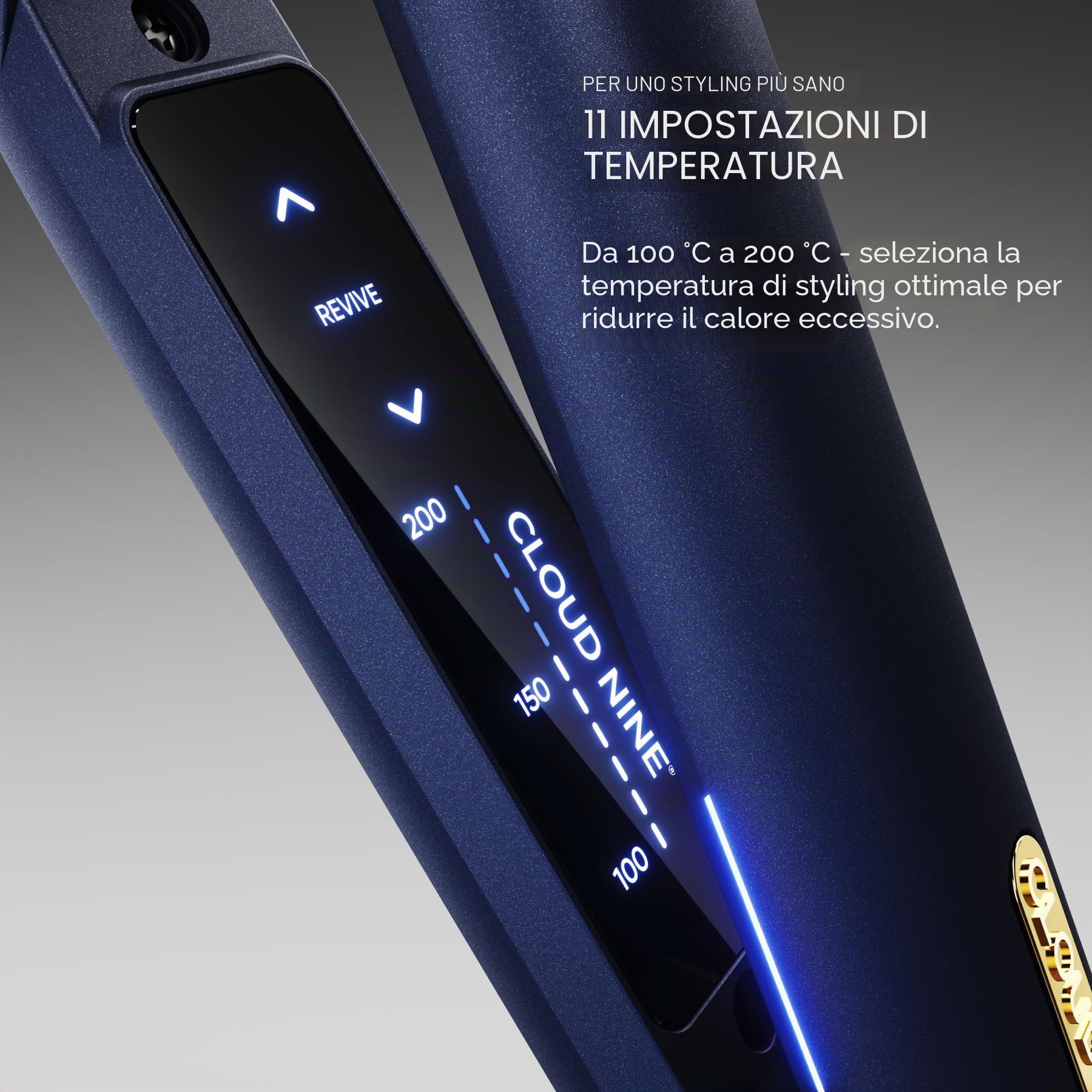 Cloud Nine Original Iron, Piastra Capelli Professionale, Revive Mode, Blu | 11 temperature 100-200°C, piastre flottanti in ceramica, anti-crespo, capelli lisci e lucidi, meno rottura, custodia