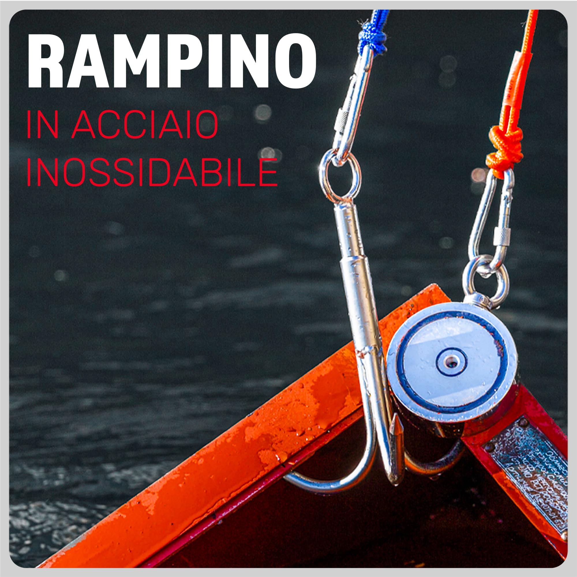 MAGFISHION Calamita Potente - Set di Magnete da Pesca - Forza di Trazione 700KG (2x 350KG) - Ø94mm - Magneti al Neodimio - Calamite Potenti con 2 Corde, Grappino & Guanti - Magnet Fishing