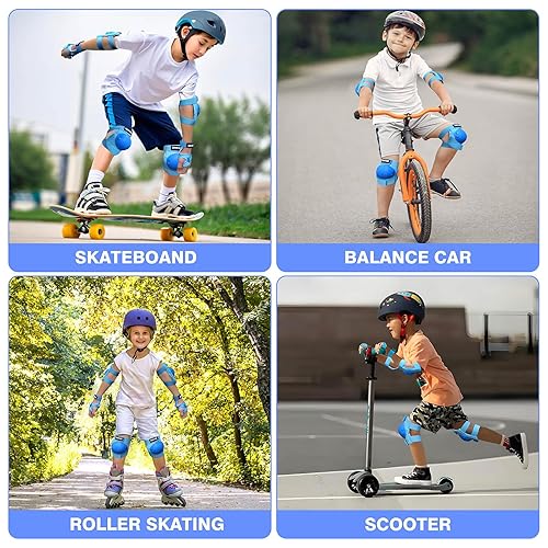 Miniatura 35 de Rodilleras para niños/jóvenes, coderas, muñequeras 3 en 1, juego de protección, para patines de 3 a 15 años, ciclismo, patinaje en línea, monopatín