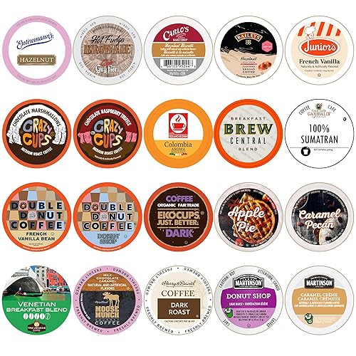Crazy Cups Paquete de variedades cápsulas de porción individual surtidos para fabricantes de tazas Keurig K 20 unidades