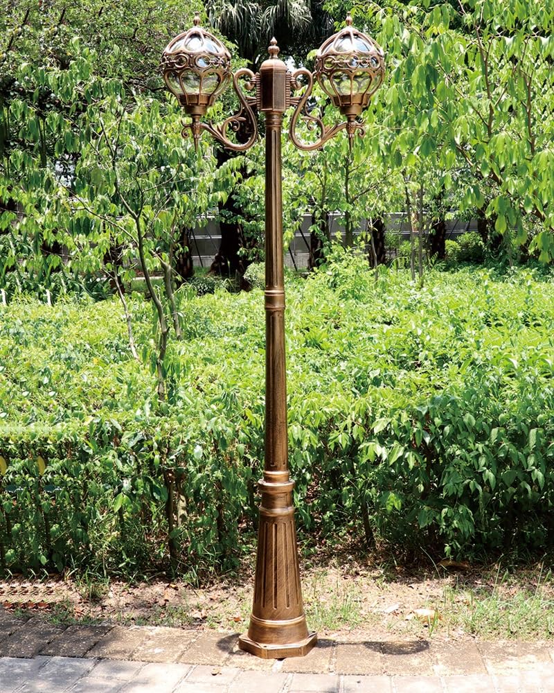 Genérico Farola tradicional de poste alto de 2 luces con cristal globo