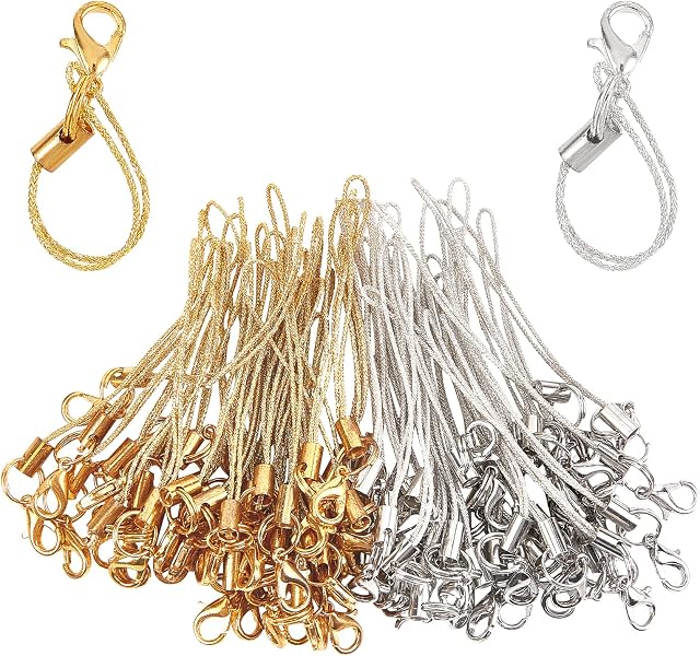 GORGECRAFT 100Pcs 72MM Phone Keychain Strap Tone Split Ring Cords Colorful Polyester Cellphone Charms Lanyard String for Mobile Phone Lariat USB Drive DIY Decorations Supplies