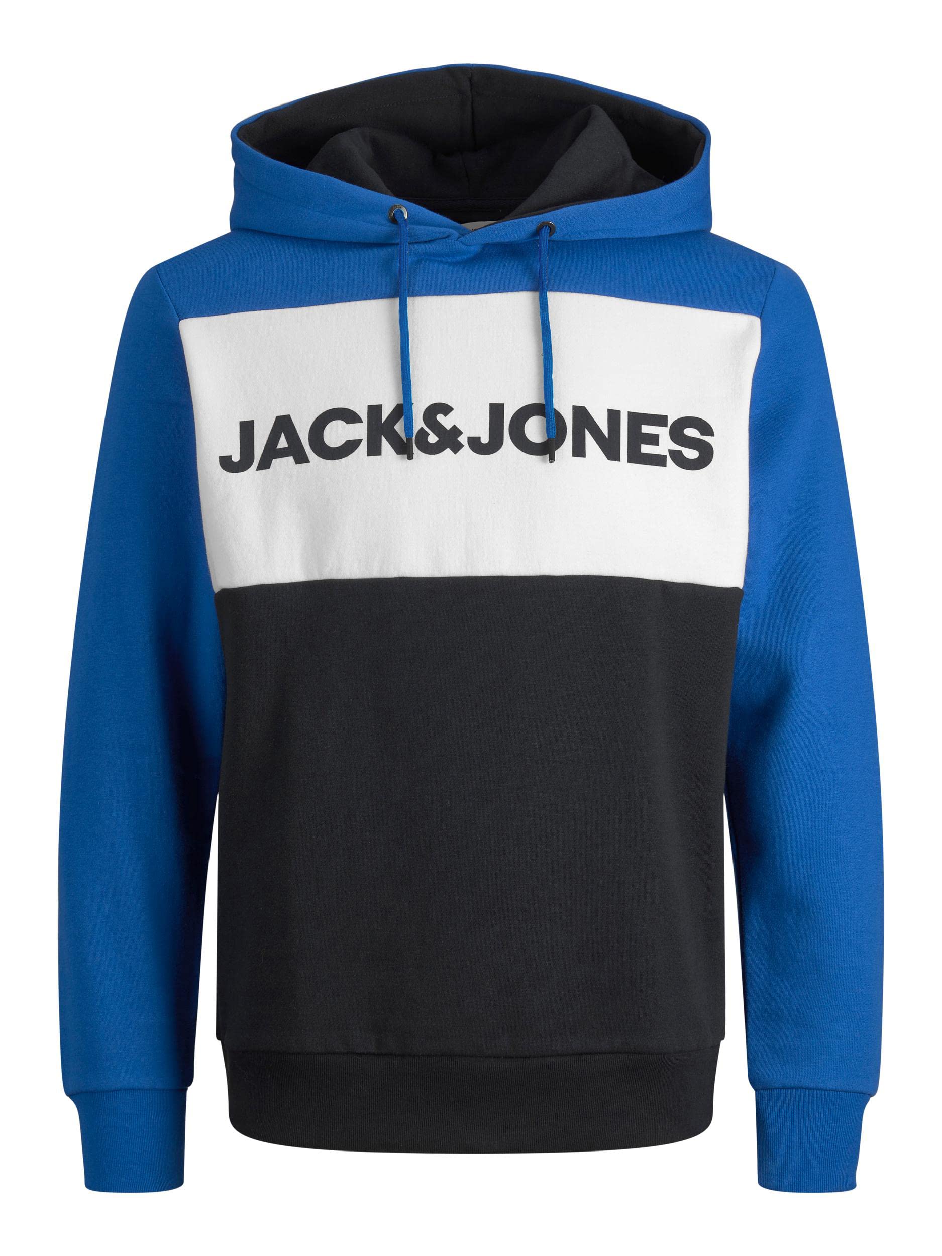 JACK & JONES Uomo Felpa Stampata Calda Logo Maglione Pullover Basic Hoodie Maglietta a Cappuccio JJELOGO