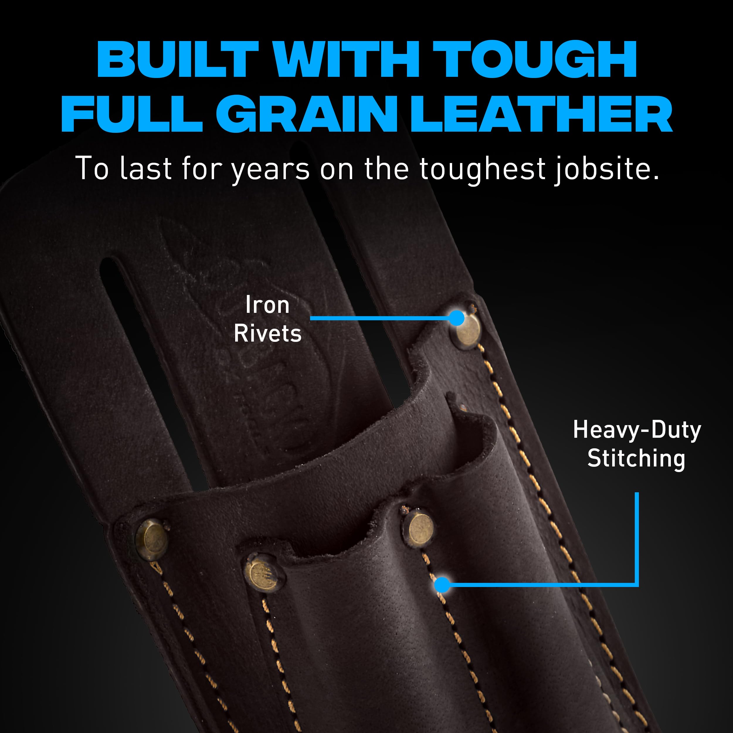 OX Pro Leather Utility Knife Pouch - Heavy Duty Tool Belt Holder
