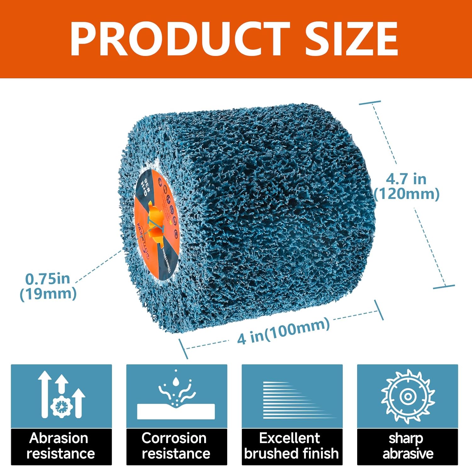 Surface Conditioning Tool 36 Grit Abrasive Drawing Wheel 120 x 100 x 19 mm Polishing Burnishing Wheel for Metal Wood Finishing and Polishing Blue
