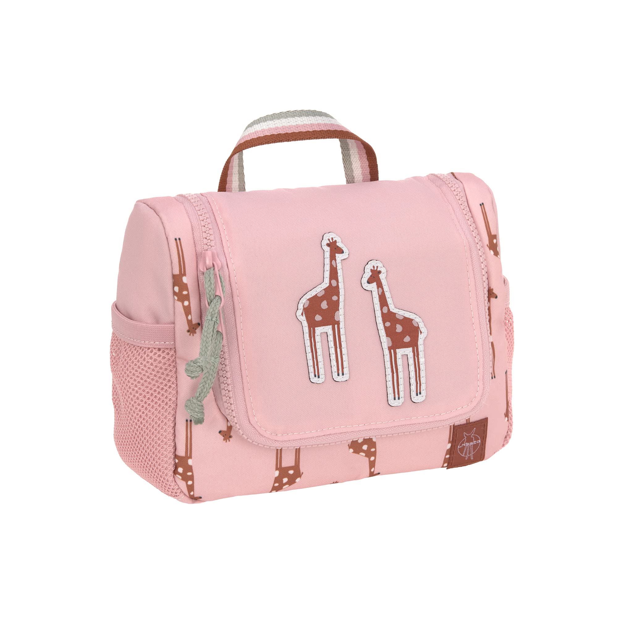 LÄSSIG Borsa per il lavaggio dei bambini Borsa per il lavaggio da appendere, 20 cm/Mini Washbag Safari Giraffe