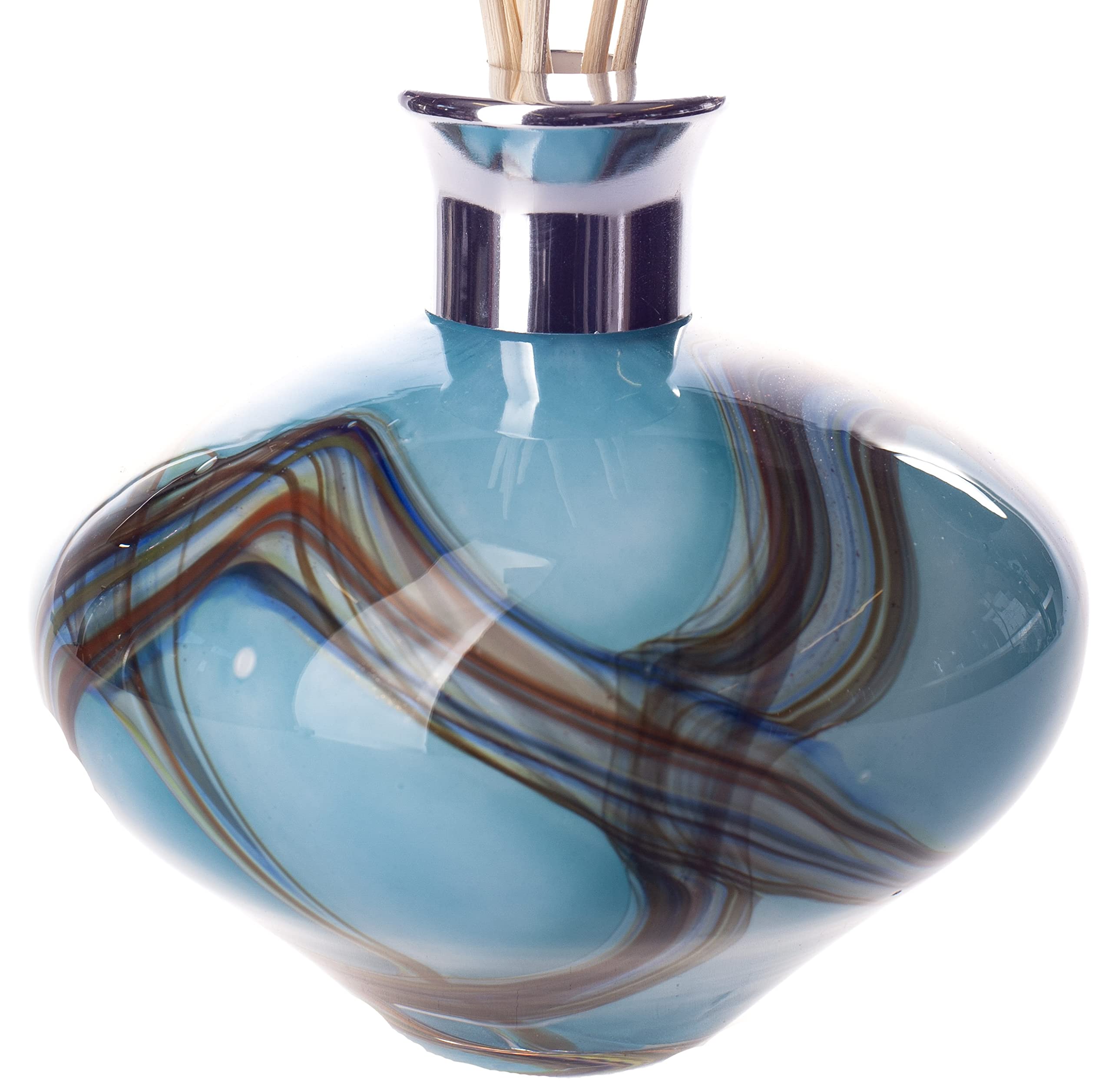 Glass Oval Reed Diffuser in Blue & Multicoloured (Oceanic)