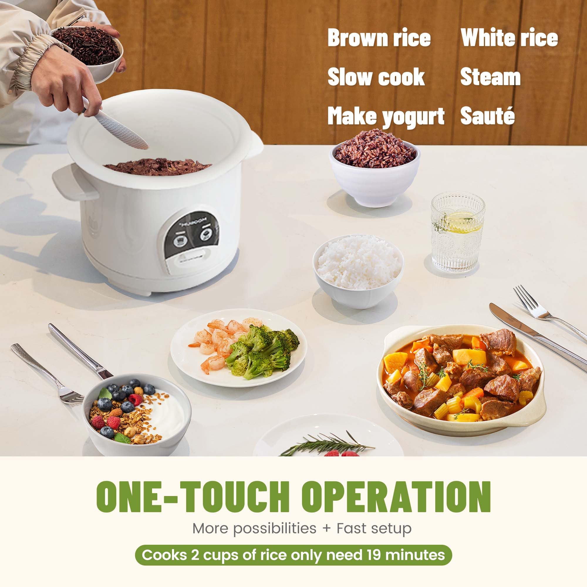 Amazon | MOOSUM 電気炊飯器 ワンタッチ式 アジアン日本寿司米用 3