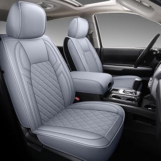 Coverado Leather Seat Covers for Toyota Tundra 2007-2021 Full Set Gray - Custom Fit CrewMax Double Cab Protector