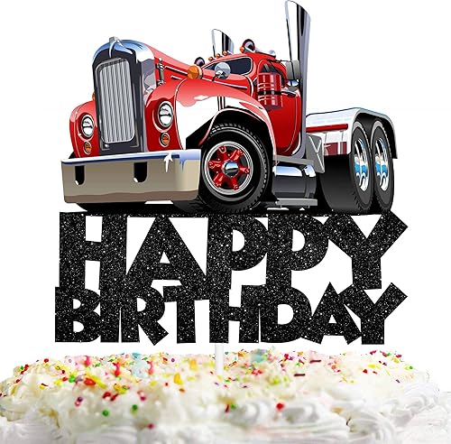Decoraciones para tartas de feliz cumpleaños de camiones para transporte, selecciones temáticas para niños, suministros de decoración de fiesta de