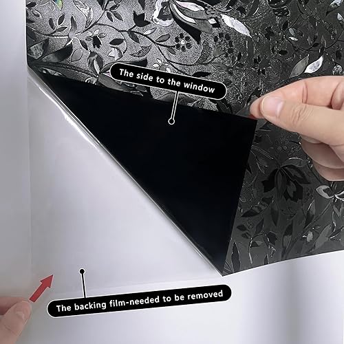 Miniatura 8 de ConCus-T Película opaca total de privacidad para ventana, con grabado de tulipanes, bloqueo de luz total, aislamiento de alta privacidad y