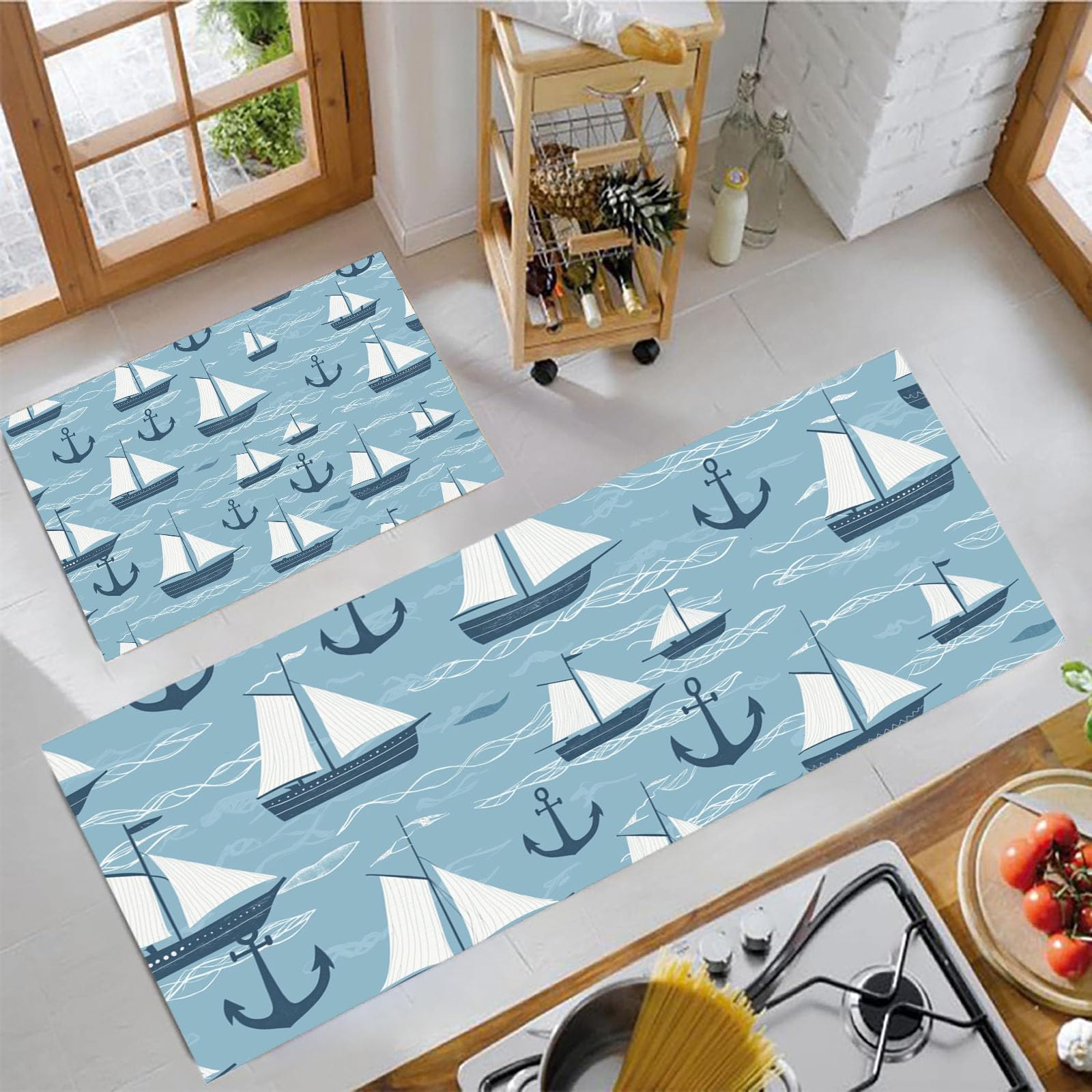 Juegos de 2 alfombrillas de cocina JEDTAKCT alfombras lavables antifatiga de 50x150cm