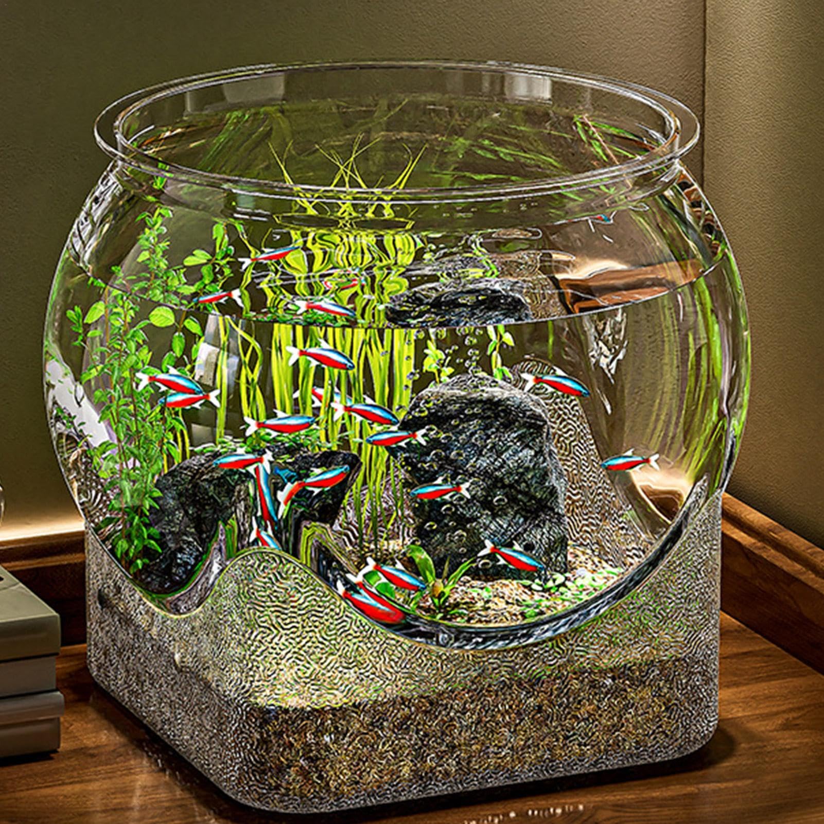 Bol à Poisson d'Aquarium Clair - Réservoir pour Tortue et Betta, Décoration Intérieure de Bureau