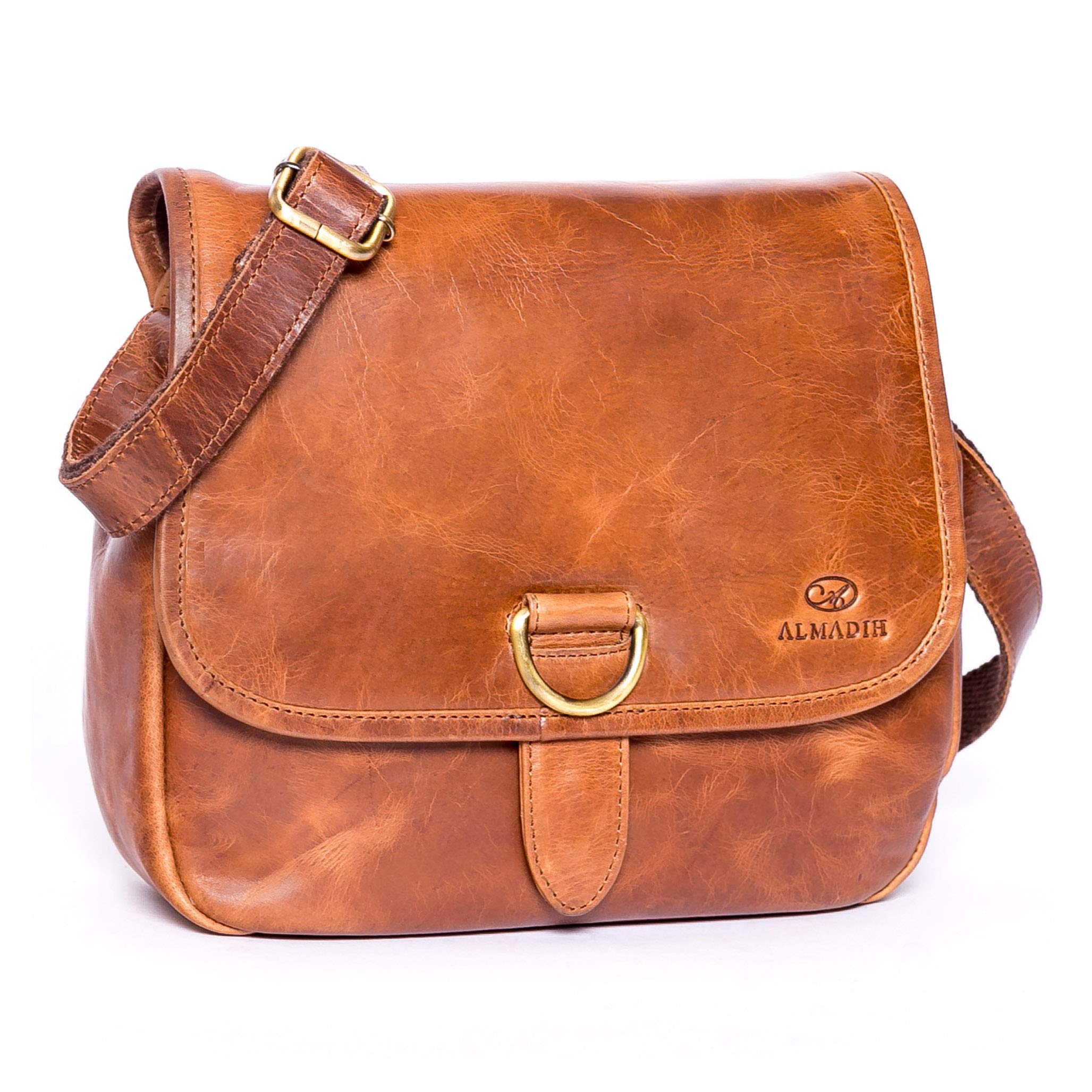 ALMADIH Borsa in pelle di vaccetta donna LOLA marrone deluxe Bandoliera a mano Borsetta a tracolla tracollina monospalla Shopping Porta documenti da lavoro satchel tote grande capacita