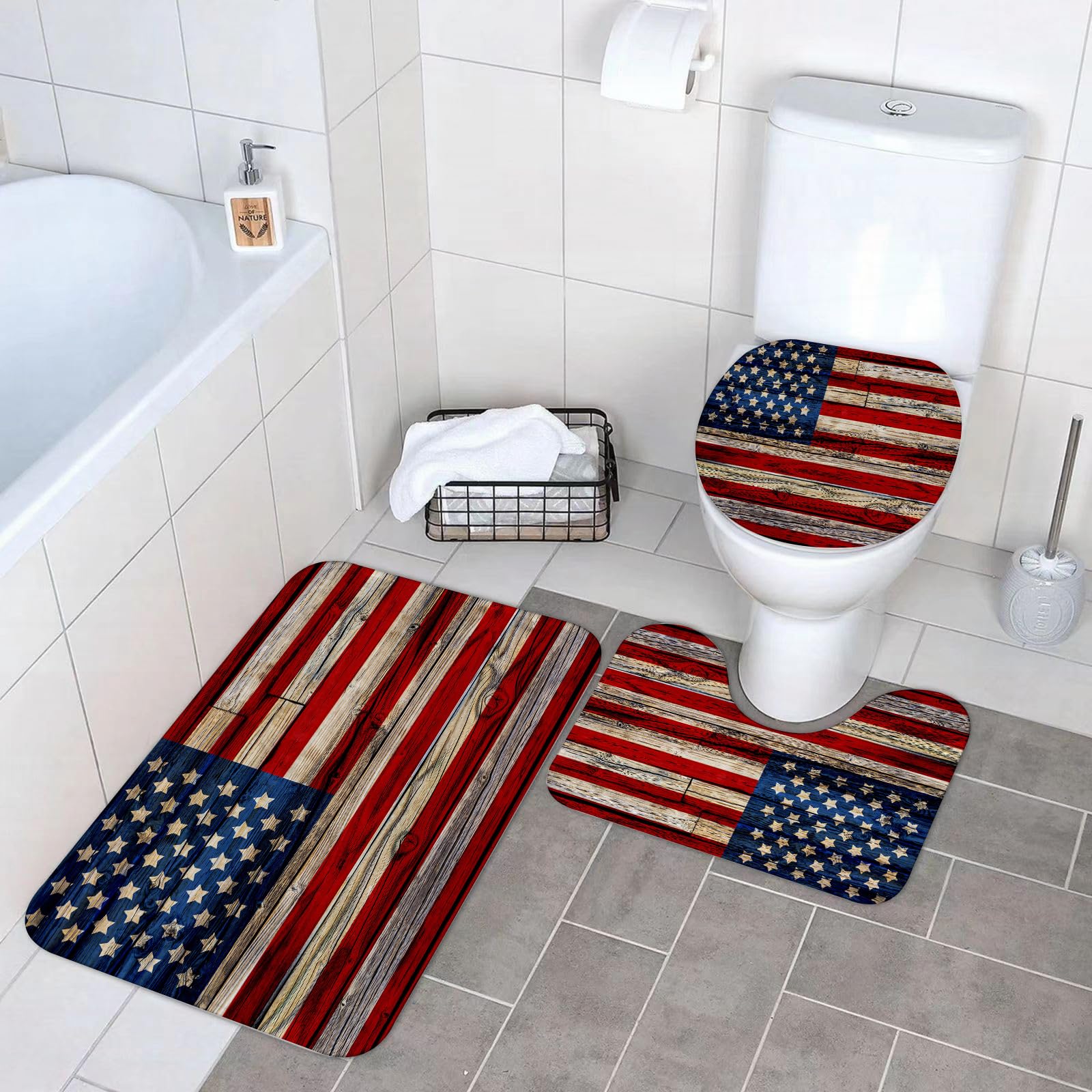 Set di 3 tappetini da Bagno, Lavabili in Lavatrice e Antiscivolo, in Morbida Fibra Superfine, Prodotto negli Stati Uniti.