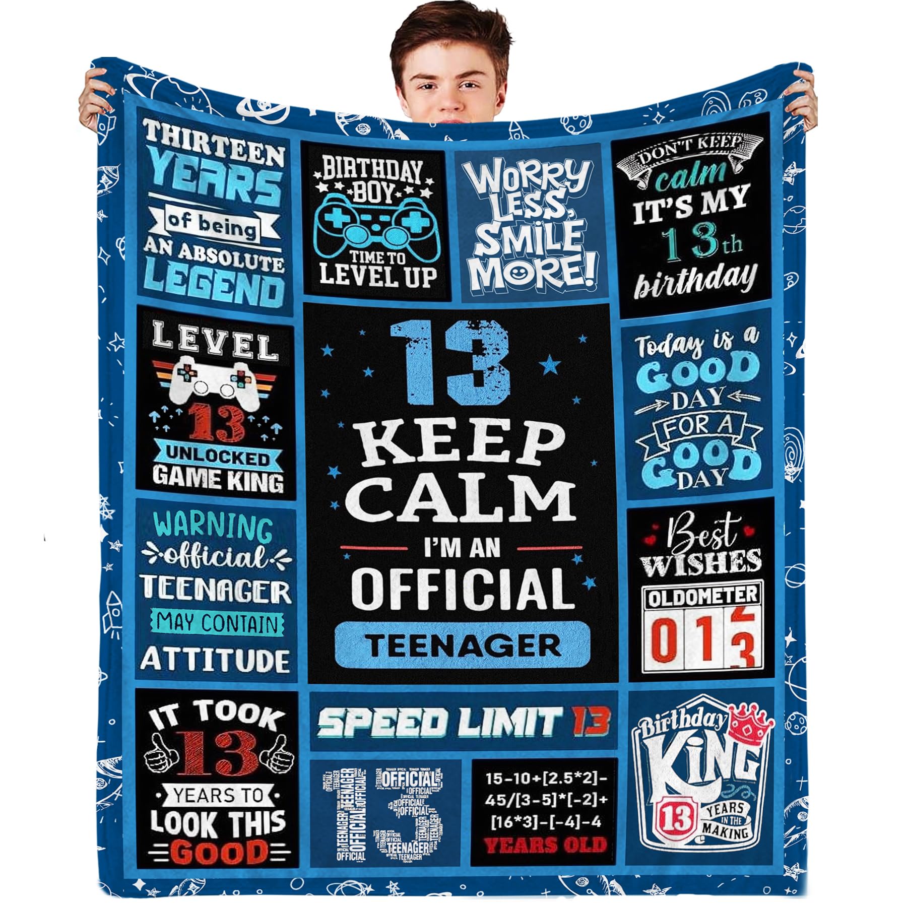 AOOCHUSS 13th Birthday Decorations for Boys - 13 Year Old Boy Gifts Birthday Kids Blanket 50 x 40 Inches Warm Flannel Throw Blankets Present Coolest Gifts for 13 Year Old Birthday