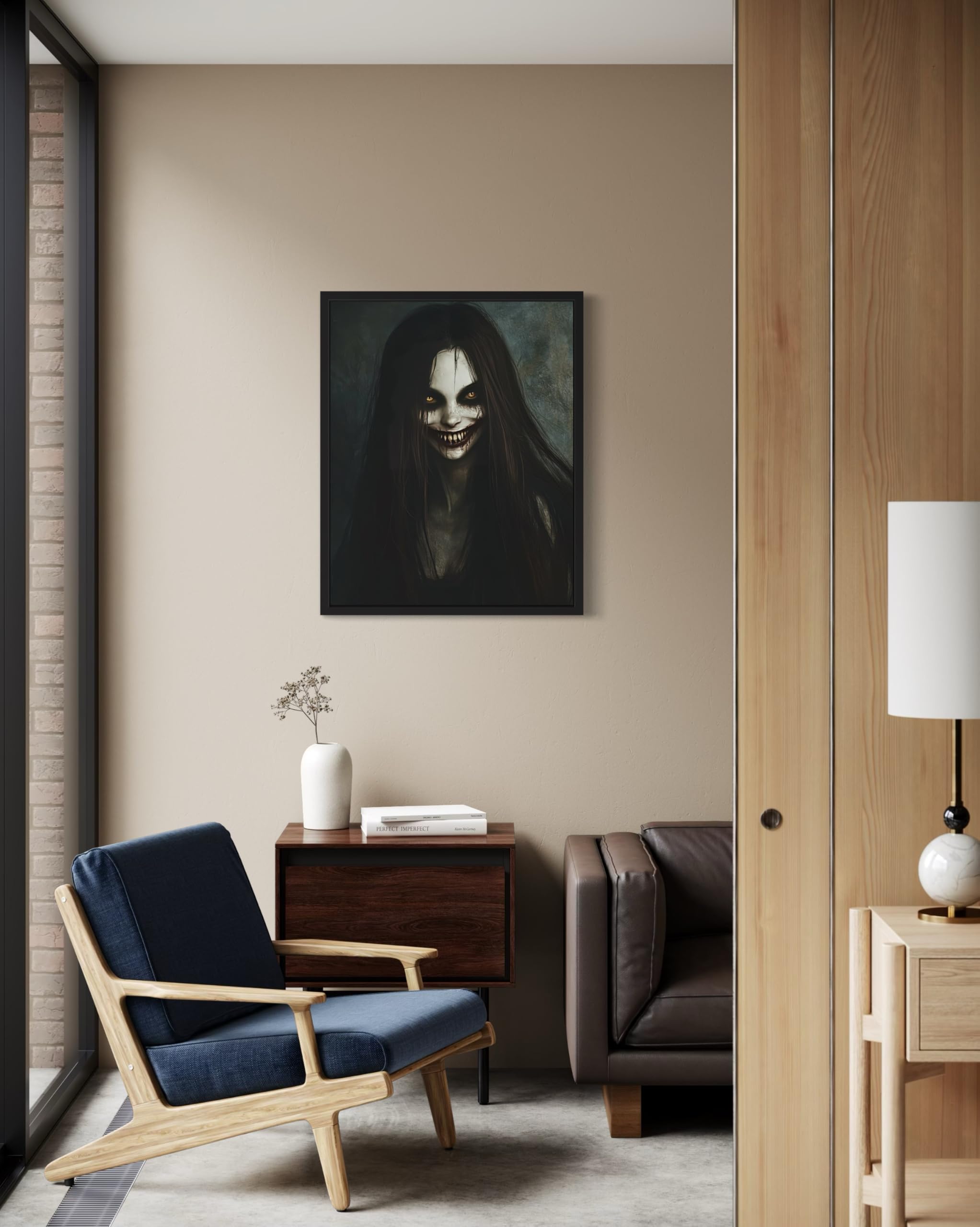 Amazon.co.jp: 女性ゴーストポスターアートプリント、ハロウィーン