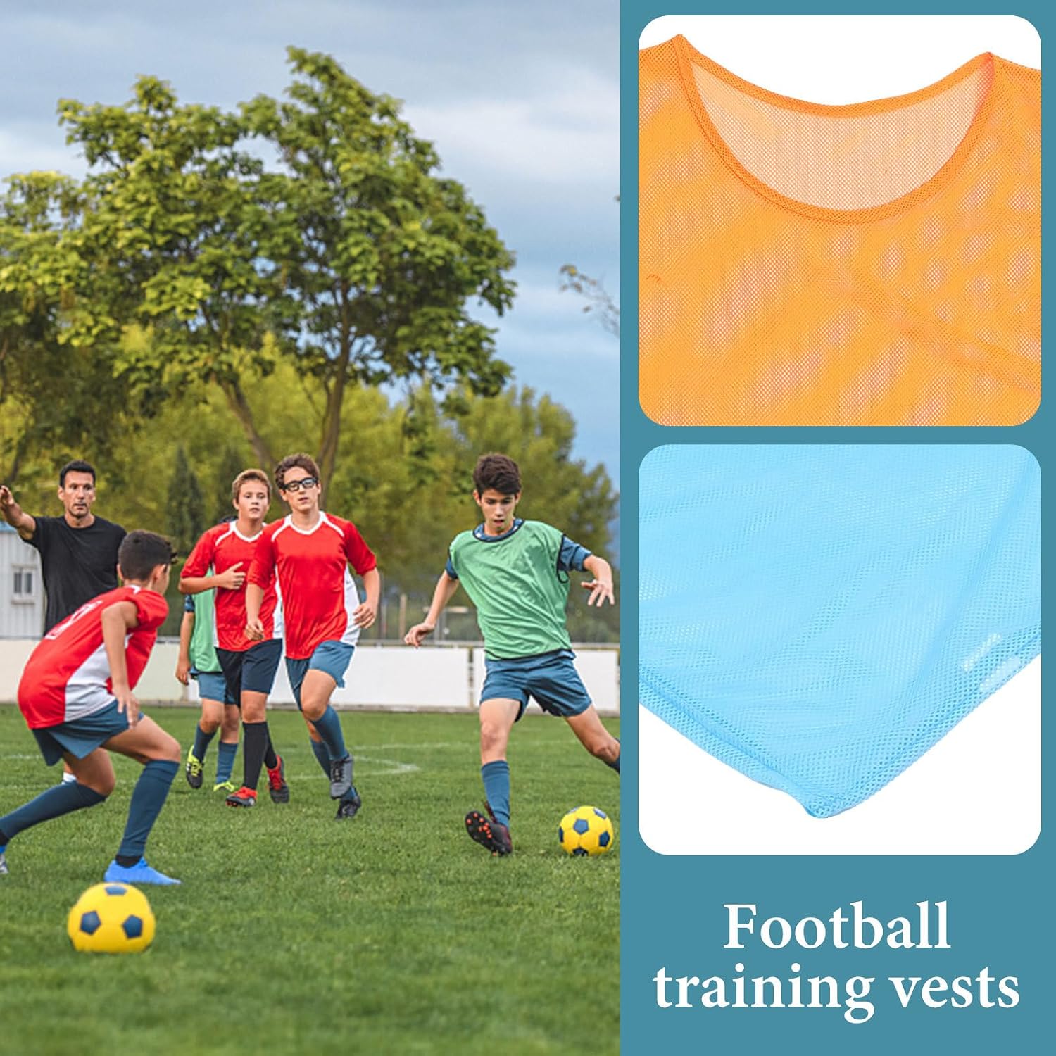 6pcs Breathable Soccer Training Vests Quick-drying Reusable Basketball Pinnies Adult Team Practice Jerseys for Football and Sports