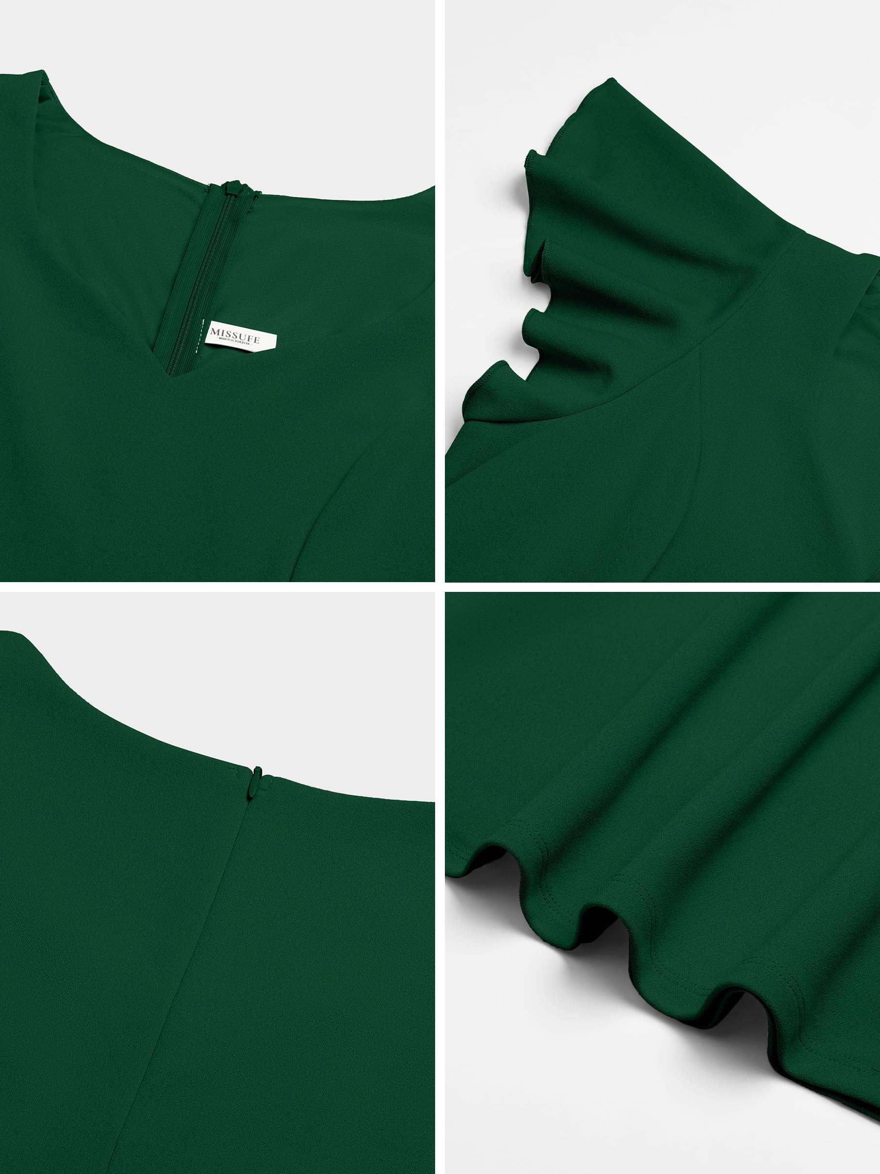 Missufe Vestido corto de cóctel para mujer, con mangas con vuelo, ajustado y acampanado