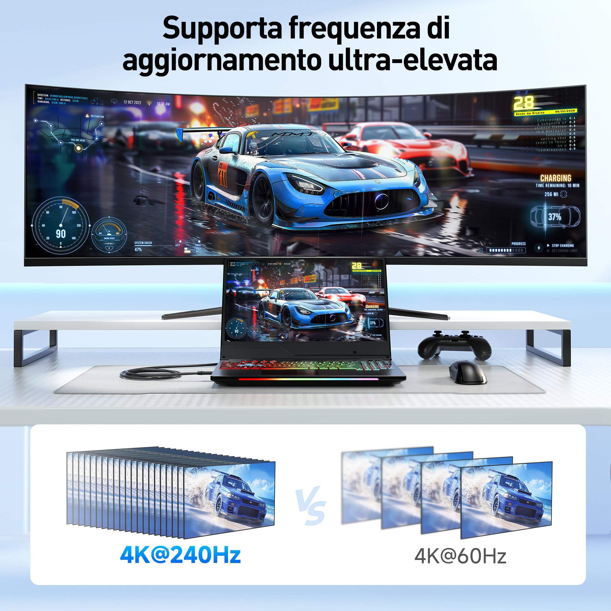 Cable Matters Cavo USB-C a DisplayPort 1.4 intrecciato, 1,8 m | 4K@120Hz, Cavo USB-C a DisplayPort 1.4, Compatibile con Thunderbolt 4 e USB4