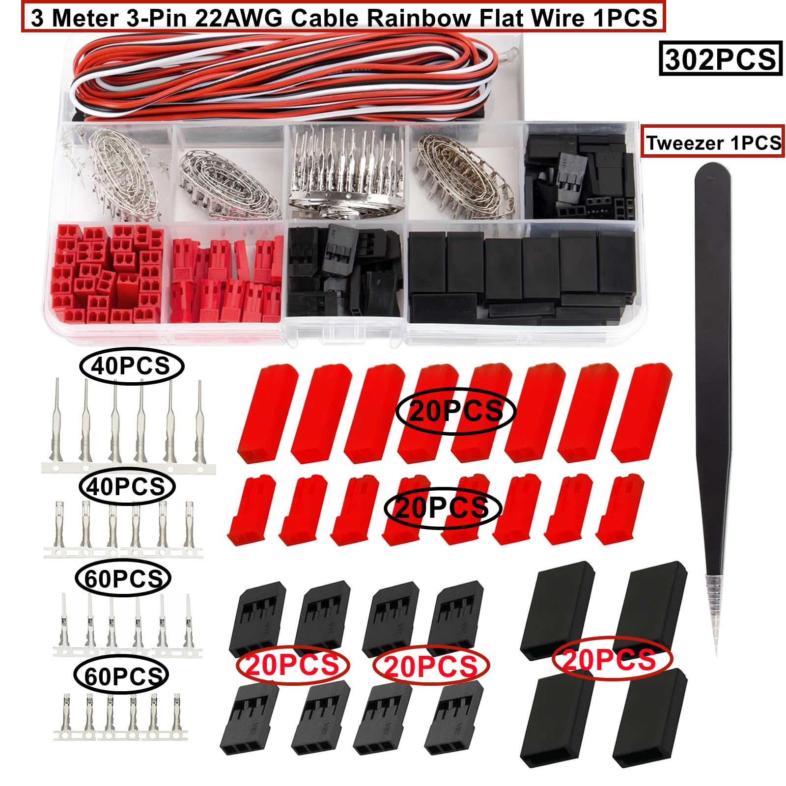 Futaba JR Kompatibel Cermant Servo Stecker Kit - 20 Sets Für RC Modellbau Servo Crimp Pins