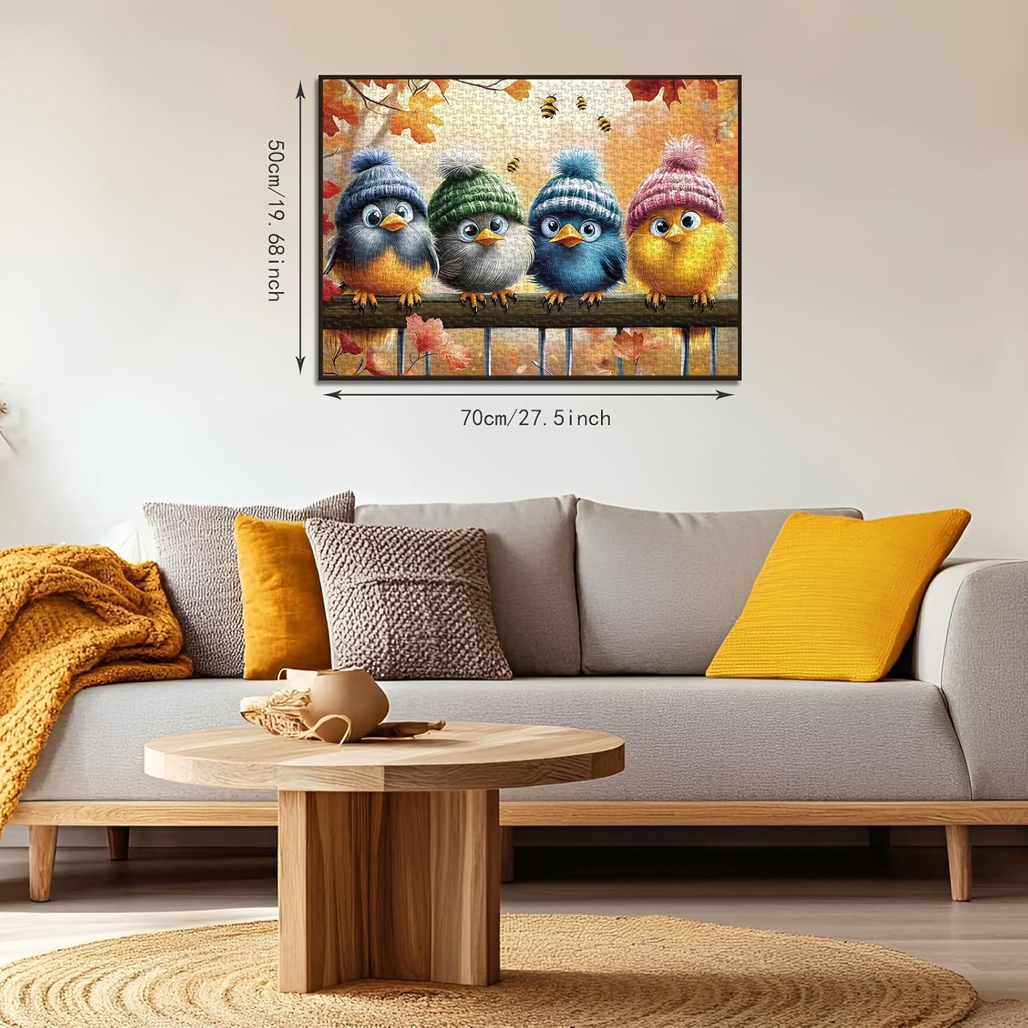 1000 Piece Puzzle for Adults, Cute Birds in Knit Hats image 2